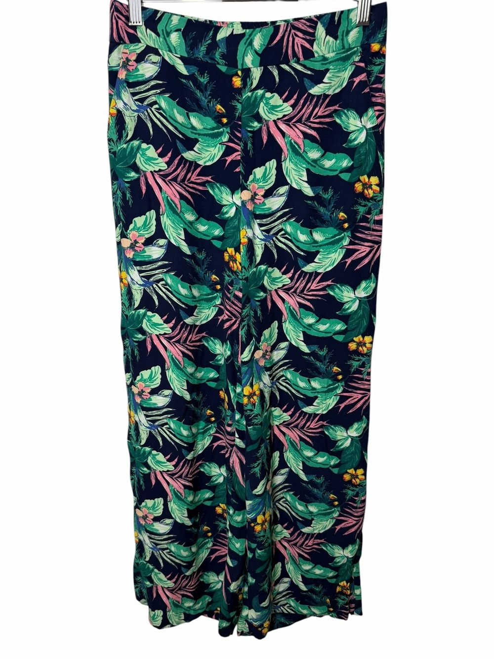LOFT Tropical Wide Leg Pants XS Navy Floral Resort Boho Lounge Vacation - Picture 2 of 9